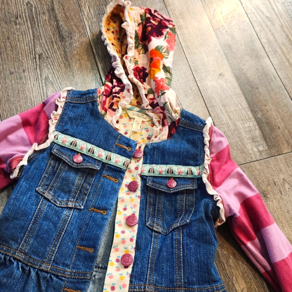 Matilda Jane Labyrinth Denim Jacket | Girls 6 | EUC | Ruffle Floral Hoodie